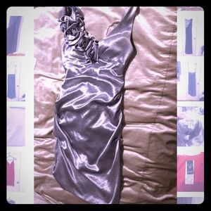 Silver shiny sexy evening dress